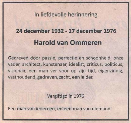 overlijdensberichten Harold van Ommeren