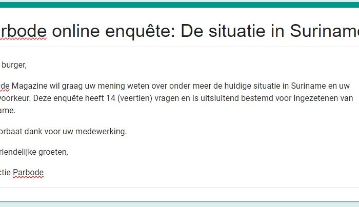 Parbode online enquête: De situatie in Suriname